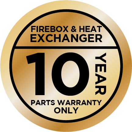 10 Year warranty on heat exchanger or firebox for all fireplaces